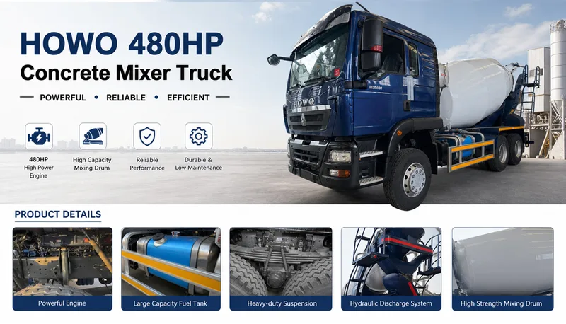 SINOTRUK HOWO 480HP Concrete Mixer Truck Heavy Duty Cement Mixer