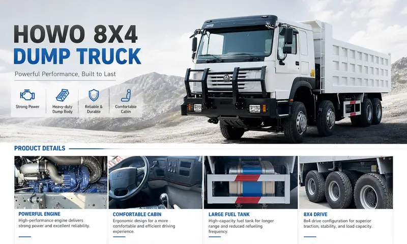 SINOTRUK HOWO 8×4 Heavy Duty Dump Truck with Front Bumper Heavy Load Tipper Truck
