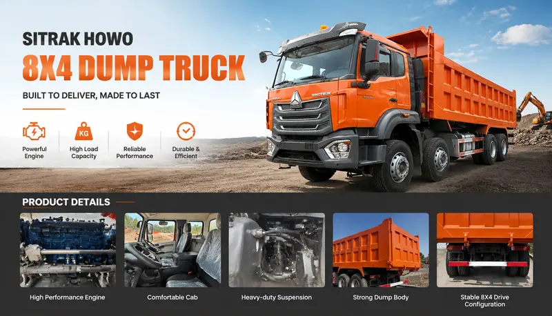 SINOTRUK HOWO Haohan 8×4 Dump Truck Orange Heavy Duty Tipper Truck for Construction and Mining Applications